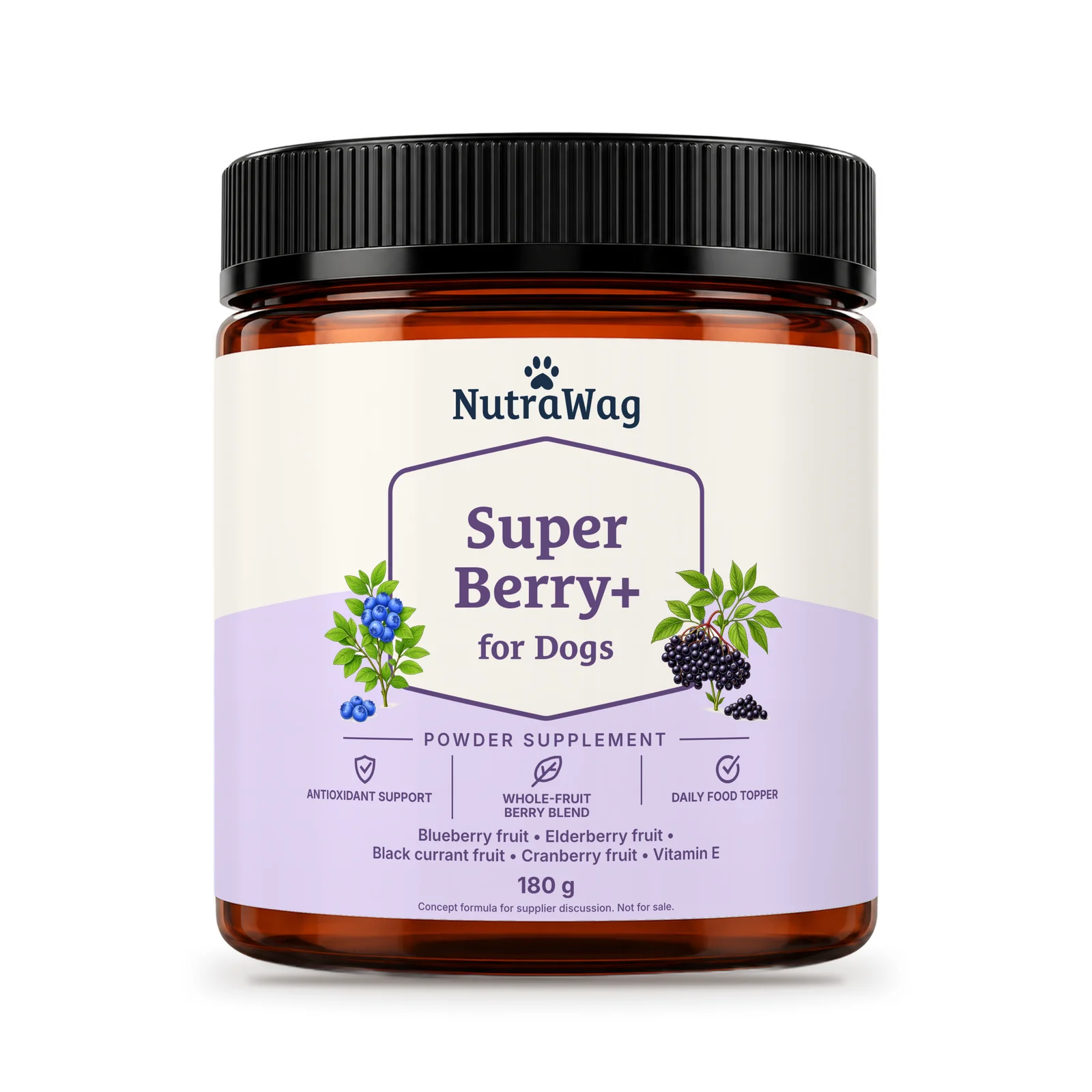 Super Berry+ for Dogs 180 g jar, front