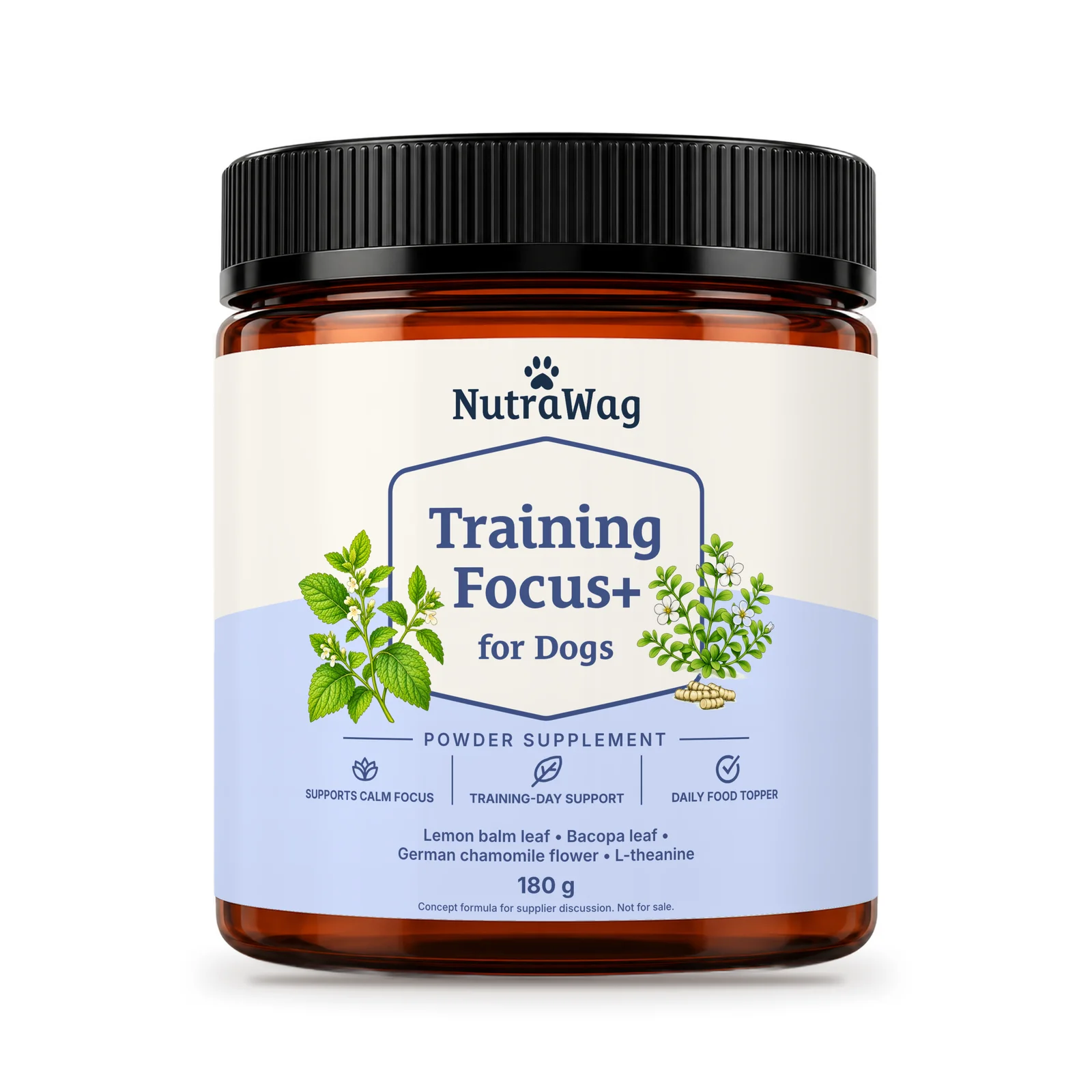 Training Focus+ for Dogs 180 g jar, front