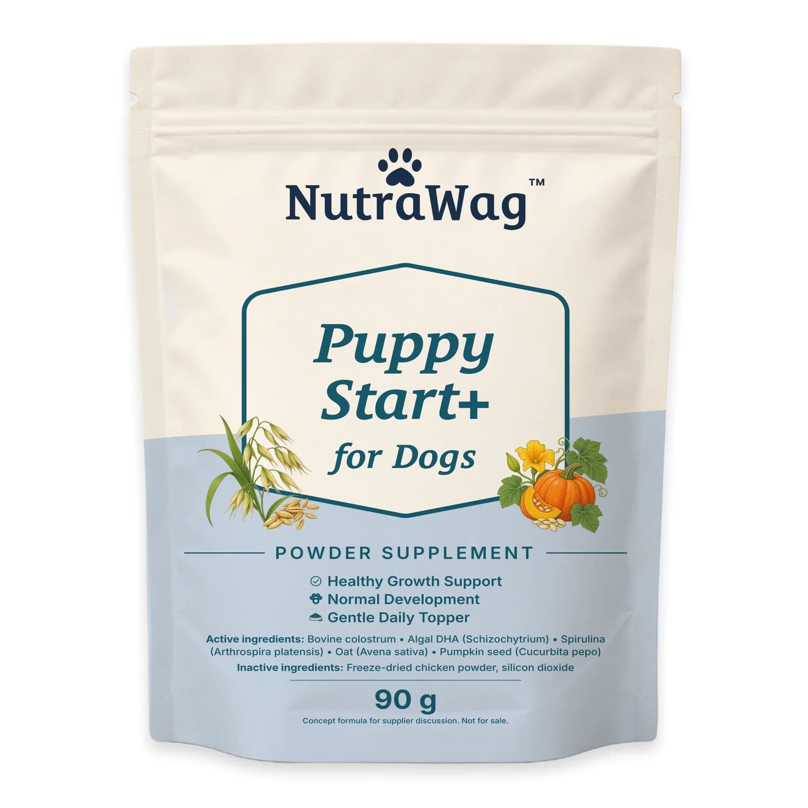 Puppy Start+ for Dogs 90 g pouch, front