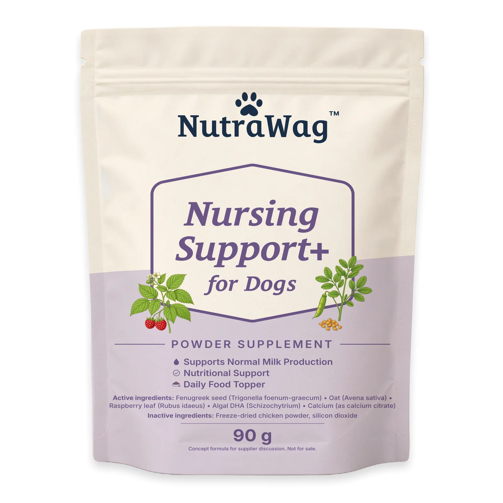 Nursing Support+ for Dogs 90 g pouch, front