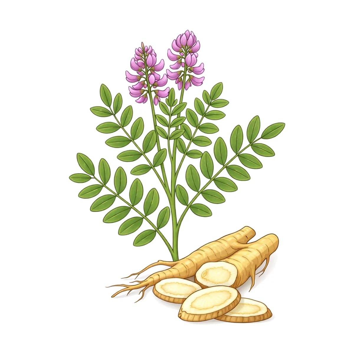 Astragalus root, botanical drawing