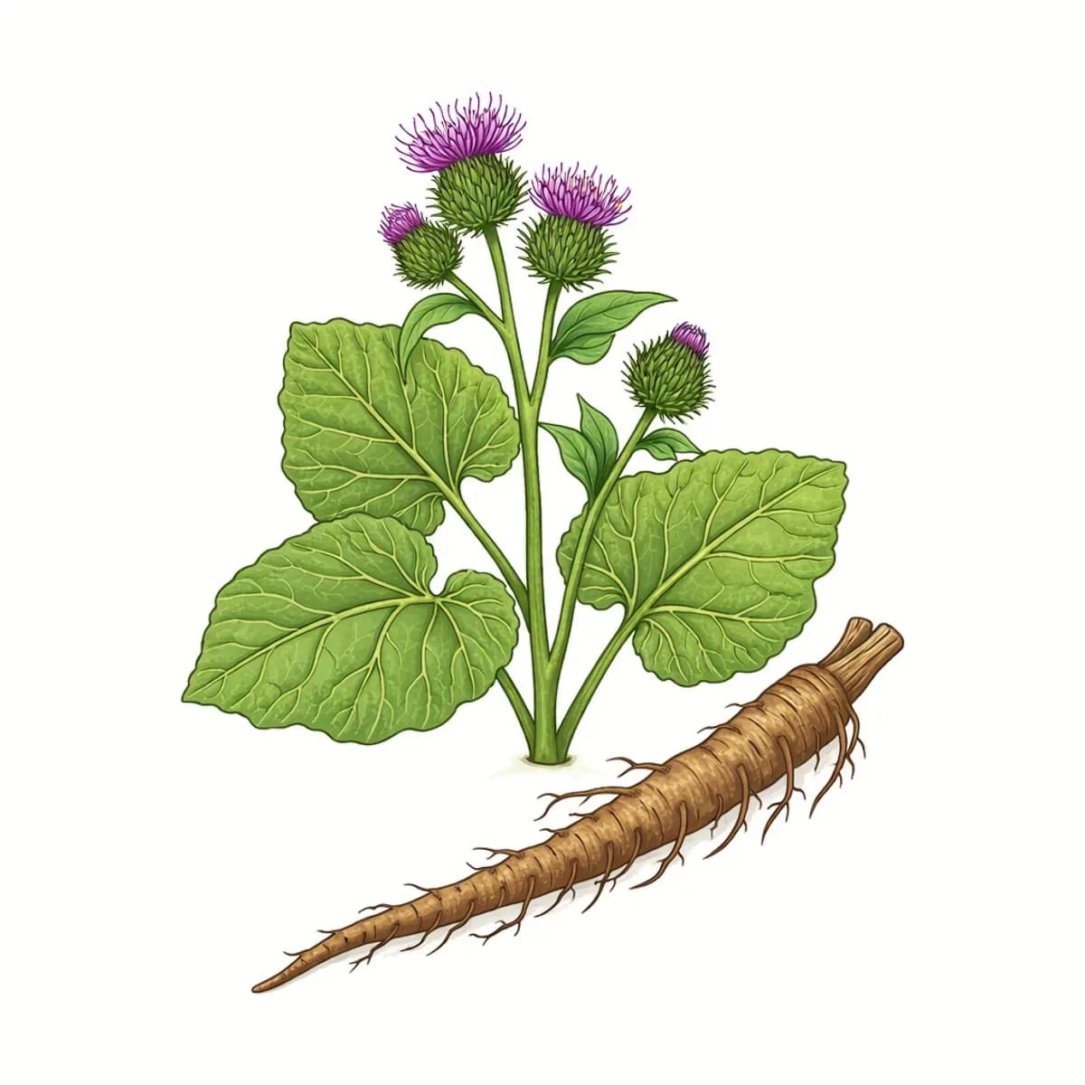 Burdock root, botanical drawing