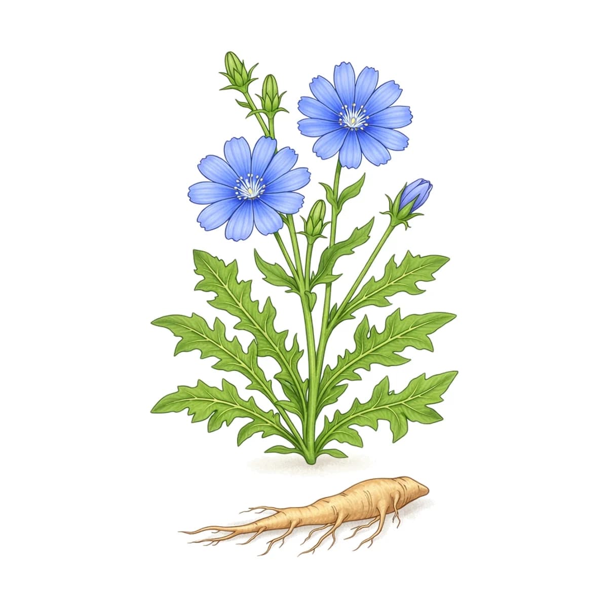 Chicory root, botanical drawing
