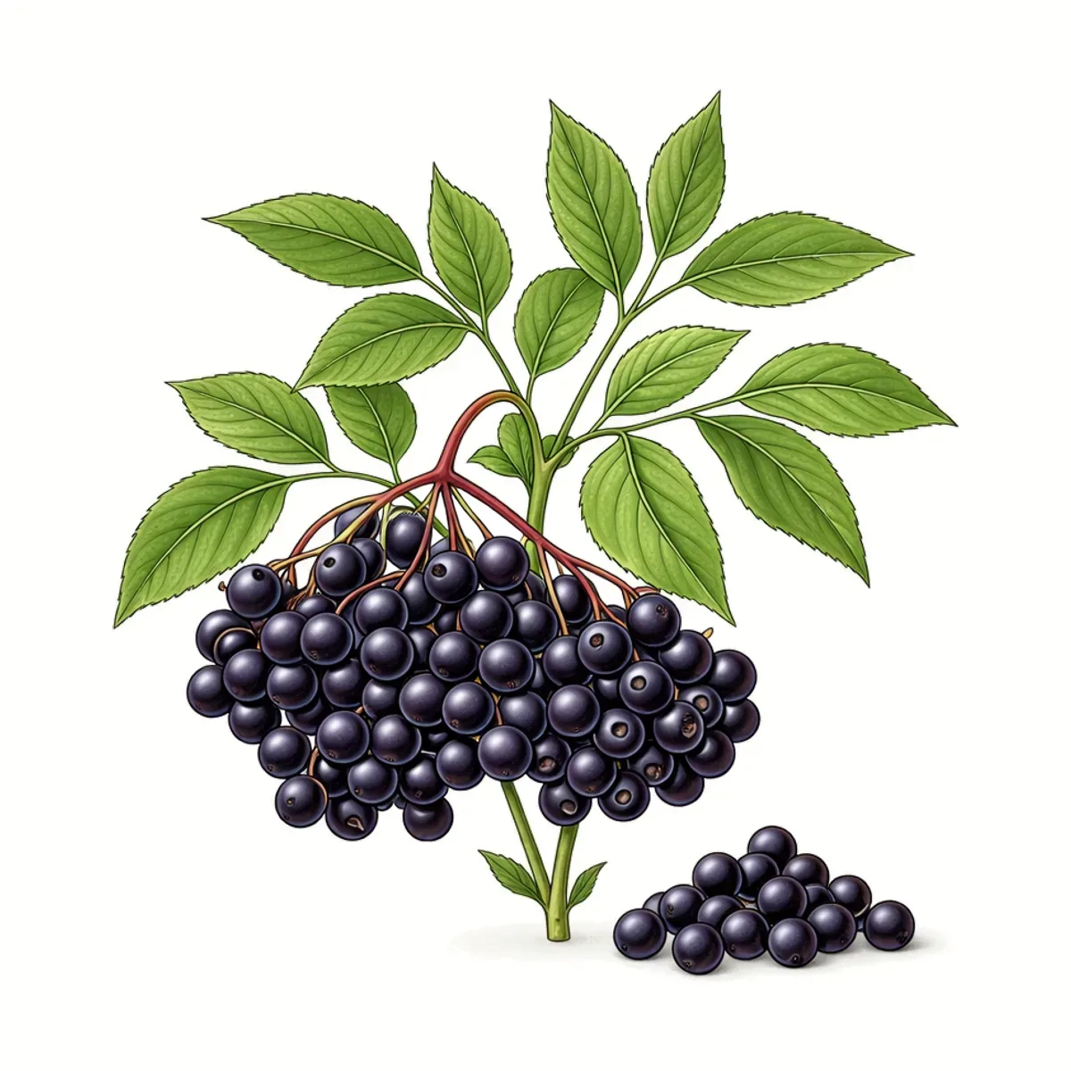 Elderberry, botanical drawing