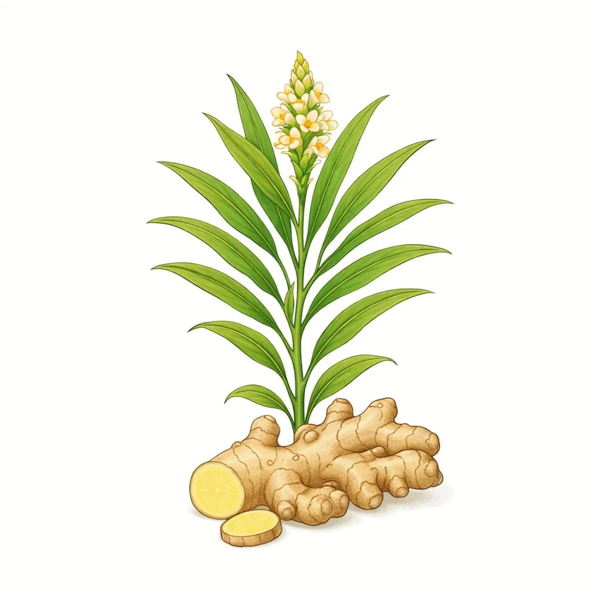Ginger root, botanical drawing