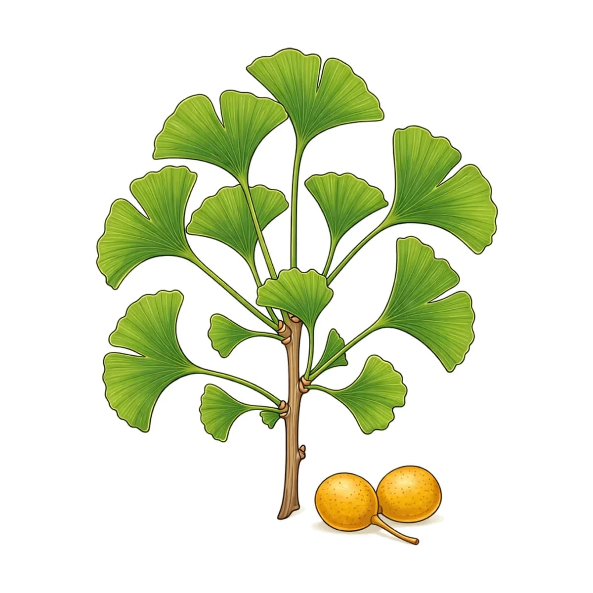 Ginkgo leaf, botanical drawing