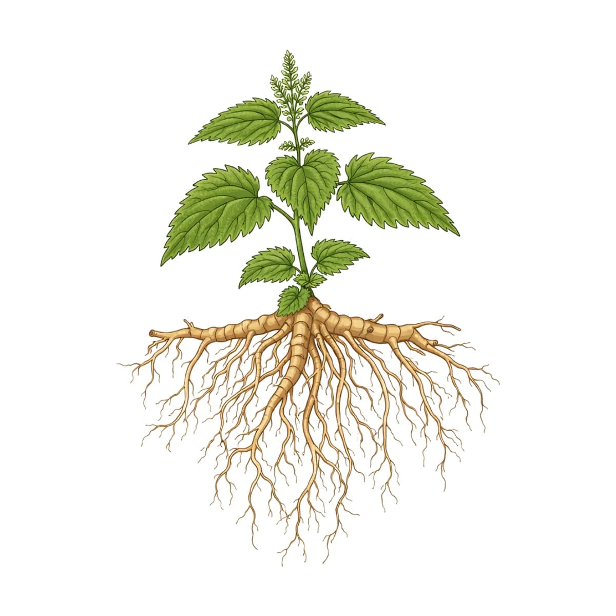 Nettle root, botanical drawing