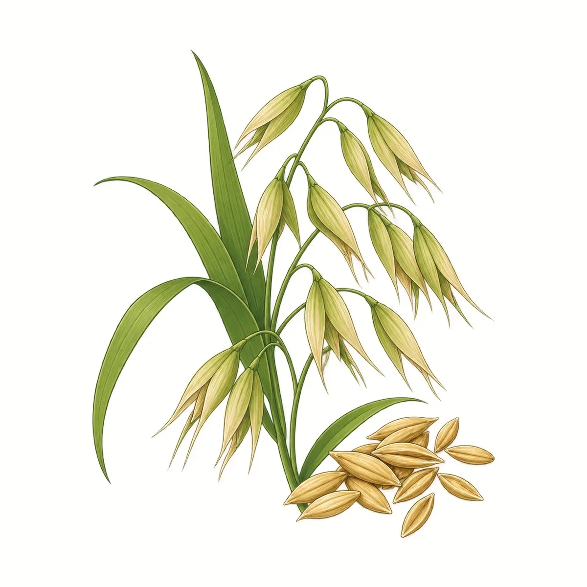 Oat, botanical drawing